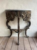 Houten wandconsole met marmeren tablet, Ophalen of Verzenden