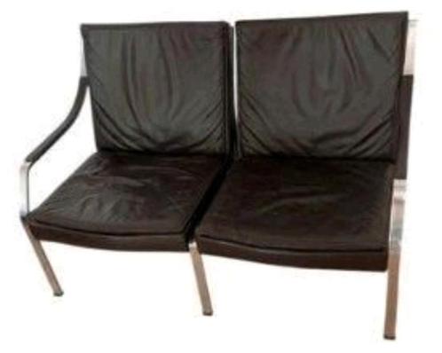 Vintage design Walter Knoll 2 stoelen + 2 zitter, Huis en Inrichting, Stoelen, Gebruikt, Drie, Leer, Metaal, Bruin, Verzenden
