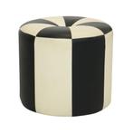Ronde Vintage Poef Zwart Wit Tweekleurig Skai Sixties, Minder dan 50 cm, Gebruikt, Rond, Minder dan 50 cm