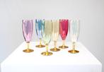 6 verres à Champagne vintage colorées, Enlèvement ou Envoi