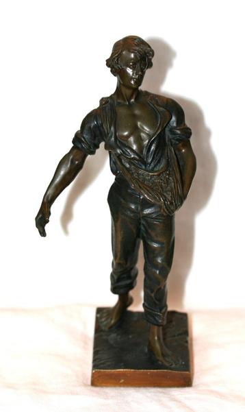 Antieke bronzen beeld Gesigneerd Fullborn 21 cm Gewicht: 790, Antiek en Kunst, Ophalen of Verzenden, Brons