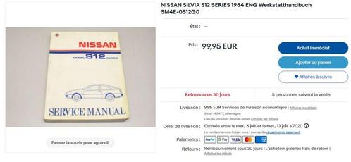 Nissan Silvia S12 : Service Manual, Autos : Divers, Modes d'emploi & Notices d'utilisation, Envoi