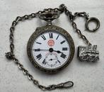 K ROSKOPF spoorhorloge met ketting en, Handtassen en Accessoires, Ophalen, Zakhorloge, Staal, 1900 tot 1930