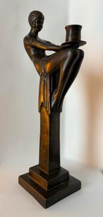 Art Deco sculptuur/kaarshouder Max Le Verrier Style, Antiek en Kunst, Ophalen of Verzenden