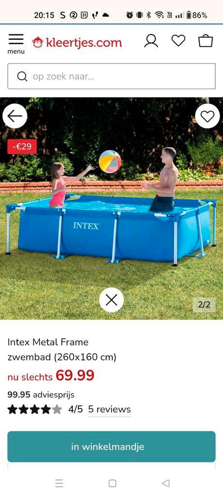 Intex zwembad 2,6L x 1,6B x 0,65H meter 2282l, Tuin en Terras, Zwembaden, Gebruikt, Ophalen