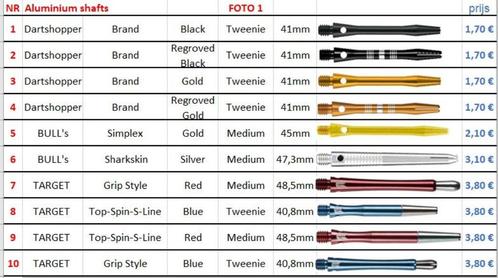 Dart Shafts, nieuw, 70 sets van 3 shafts, Sport en Fitness, Darts, Shafts, Ophalen of Verzenden