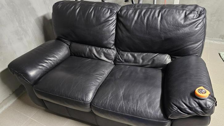 leren bank, Huis en Inrichting, Zetels | Zetels, Zo goed als nieuw, Stof, Ophalen of Verzenden