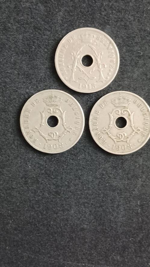setje 25 Centimes - Leopold II Franse 1908-1913, Postzegels en Munten, Munten | België, Setje, Ophalen of Verzenden