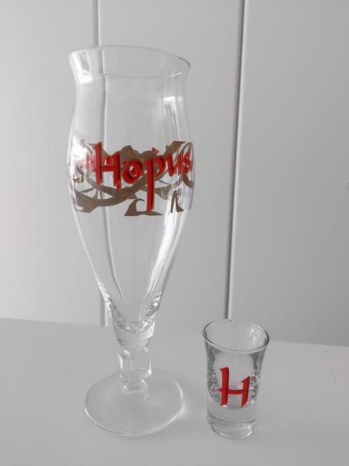 6 nieuwe Hopusglazen met bijhorende gistglaasjes, Huis en Inrichting, Keuken | Servies, Nieuw, Glas of Glazen, Overige stijlen