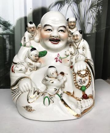 Big Buddha Laughing Hotei avec 5 enfants Buddha 💑✨🤗👌 disponible aux enchères