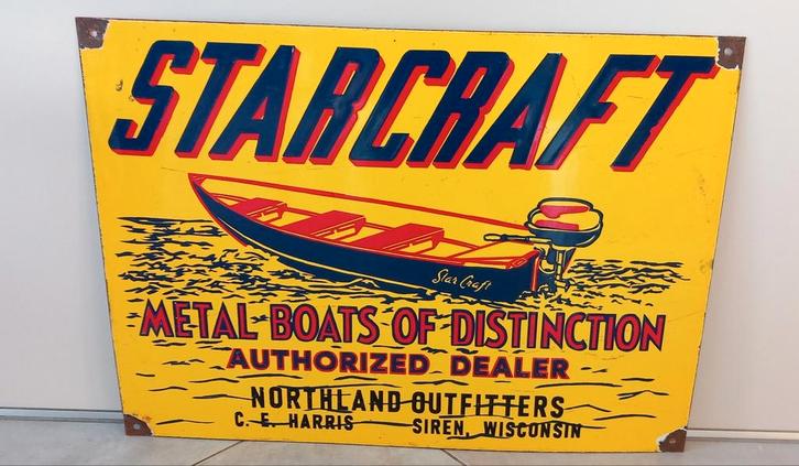 Ancienne plaque émaillée Starcraft, Antiquités & Art, Antiquités | Email, Enlèvement ou Envoi