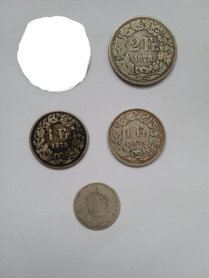 lotje zilver Zwitserland 1875 tot 1878, Postzegels en Munten, Munten | Europa | Niet-Euromunten, Setje, Overige landen, Zilver