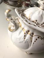 Suikerpot Antiek, wit porselein en goudverf, Ophalen of Verzenden