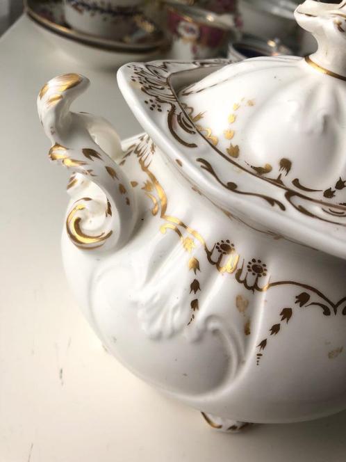 Suikerpot Antiek, wit porselein en goudverf, Antiek en Kunst, Antiek | Servies los, Ophalen of Verzenden