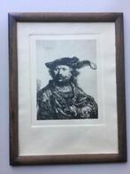 Oude ets Rembrandt. Zelfportret 1638, Antiek en Kunst, Kunst | Etsen en Gravures, Ophalen of Verzenden