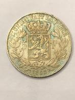 Munt zilver België 5 FR Leopold II jaartal 1868 POS B, Postzegels en Munten, Verzenden, Zilver, Losse munt, Zilver