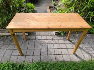 Vintage rechthoekige massief houten tafel uit de jaren 80