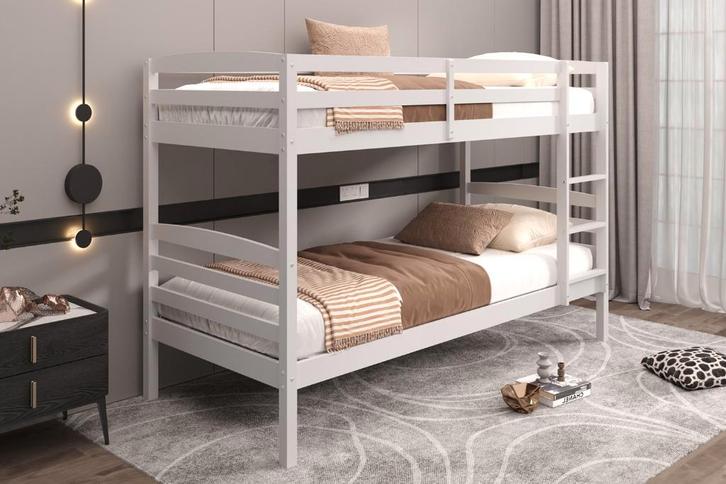 II Stapelbedden Hout nieuw wit kleur 90x200cm +Levering, Maison & Meubles, Chambre à coucher | Lits superposés & Lits mezzanines