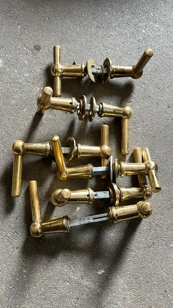 6 poignées de porte anciennes, Bricolage & Construction, Enlèvement, Utilisé, Cuivre ou Laiton, Loquet ou Poignée