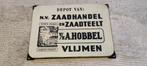 Emaille bord Zaadhandel+teelt v/h A. Hobbel, Ophalen of Verzenden, Gebruikt, Reclamebord
