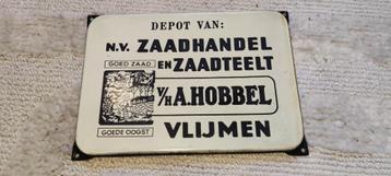 Emaille bord Zaadhandel+teelt v/h A. Hobbel beschikbaar voor biedingen