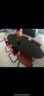 Ovale eettafel + 6 terracota eetstoelen, Huis en Inrichting, Ophalen, Eikenhout, 200 cm of meer, 50 tot 100 cm