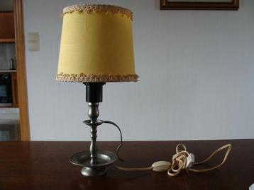 Ancienne lampe de chevet ou de table en étain, vintage, Enlèvement ou Envoi, Comme neuf, Autres matériaux, Moins de 50 cm