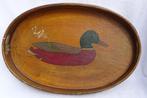 Vintage Engels houten dienblad handgeschilderd met eend, Ophalen of Verzenden