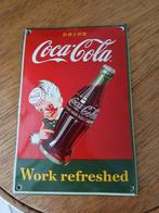 Emaille bord Coca-Cola (L 21 cm, B 14 cm), Verzamelen, Ophalen of Verzenden, Zo goed als nieuw, Reclamebord