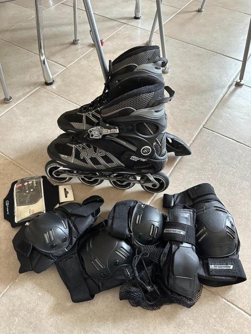 Fila inline skates + bescherming│maat 44│€20│weg vóór 4 juli, Sport en Fitness, Skeelers, Nieuw, Inline skates 4 wielen, Overige merken