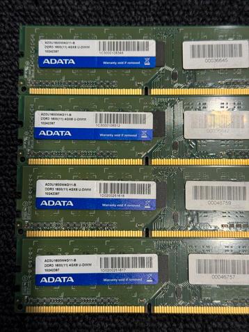 Modules ADATA DDR3 de 4 Go (32 Go), Enlèvement ou Envoi, Comme neuf, DDR3