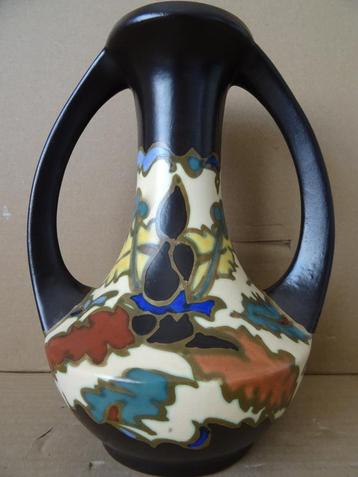 Elegante vintage vaas plateel vaas Bergen Belgique 26cm 1960 beschikbaar voor biedingen