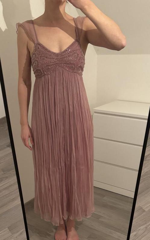 Feestelijke jurk, Kleding | Dames, Jurken, Gedragen, Maat 36 (S), Roze, Onder de knie, Ophalen of Verzenden