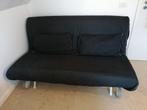 Zwarte zetel /slaapbank met kussens, afneembare hoes,, 160 cm, Zo goed als nieuw, Ophalen