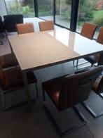 moderne tafel, Huis en Inrichting, Tafels | Eettafels, Ophalen, Glas, Vierkant, Zo goed als nieuw