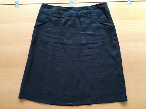 Zwarte halflange linnen rok - maat 48, Kleding | Dames, Rokken, Gedragen, Maat 46/48 (XL) of groter, Zwart, Onder de knie, Ophalen of Verzenden