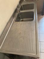 Rvs dubbele spoelbak met kraan, Zakelijke goederen, Ophalen, Gebruikt, Complete inventaris