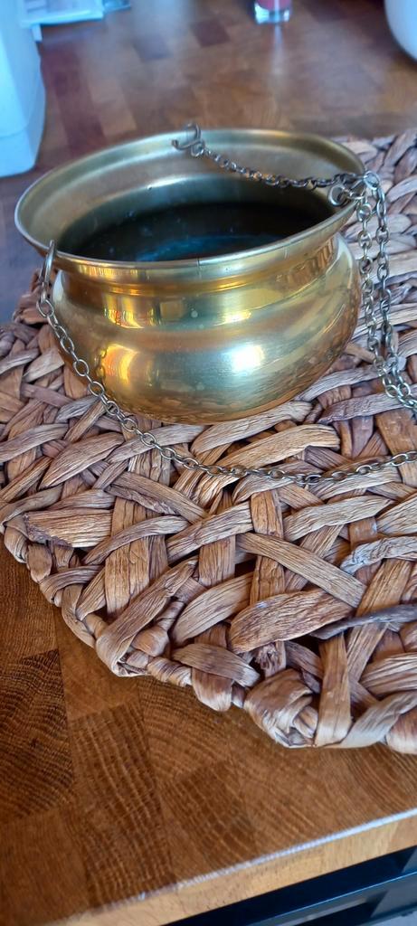 Koperen hangpotje voor plantje, Huis en Inrichting, Woonaccessoires | Schalen en Manden, Zo goed als nieuw, Ophalen