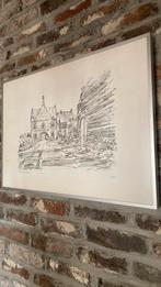 Pentekening Hasselt “Abdij Herkenrode-“gekaderd, Antiek en Kunst, Ophalen