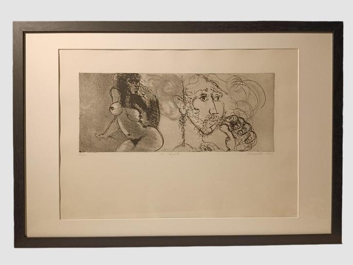 SOMVILLE Roger. Lithographie. Un Couple. 1973., Antiquités & Art, Art | Lithographies & Sérigraphies, Enlèvement ou Envoi