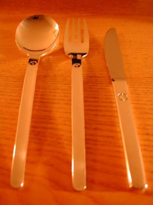 Set de 3 couverts Sabena métal argenté première classe 1970, Collections, Souvenirs Sabena, Comme neuf, Enlèvement ou Envoi