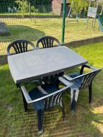 Tables + 4 chaises Grosfillex, Comme neuf