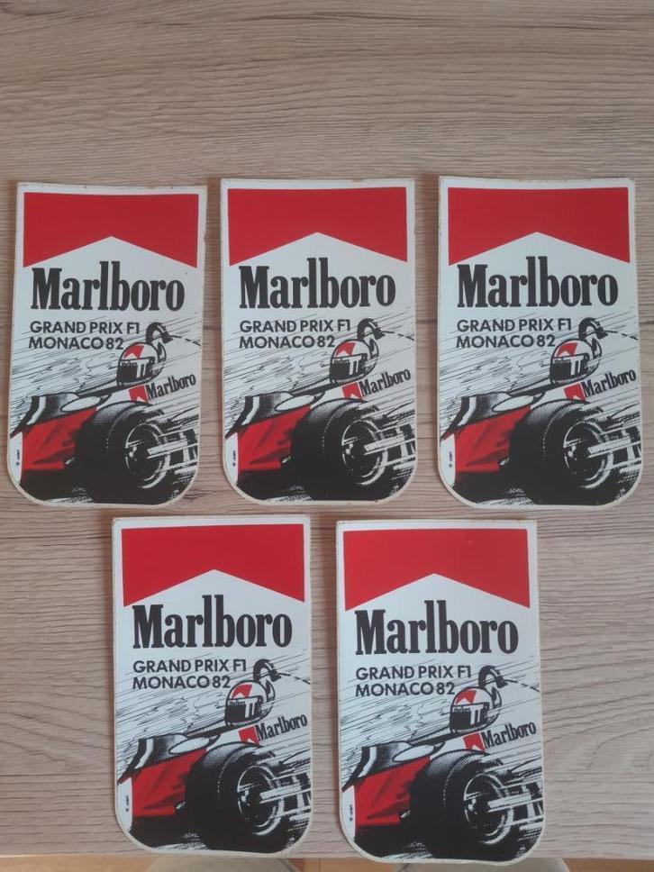 5x marlboro sticker grand prix f1 Monaco 82, Verzamelen, Stickers, Zo goed als nieuw, Auto of Motor, Ophalen of Verzenden