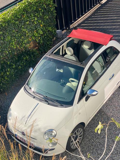 Fiat 500 Cabrio 12 i. 98600 km van dame, Auto's, Fiat, Particulier, 500C, Benzine, Euro 5, Cabriolet, Handgeschakeld, Wit, Grijs