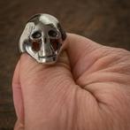 Verchroomde Skull Ring - 21mm - Met Zwarte Ogen, Ophalen of Verzenden, Nieuw