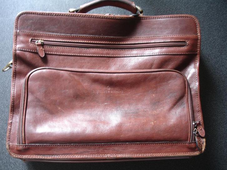 Vintage leren handtas Castelijn & Beerens, Antiek en Kunst, Curiosa en Brocante, Ophalen of Verzenden