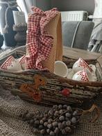 Landelijk mandje met 6 eierdopjes, Huis en Inrichting, Keuken | Servies, Ophalen, Overige typen, Nieuw, Overige stijlen