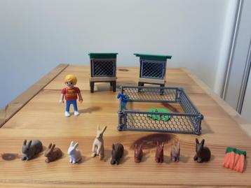 Playmobil jongen en konijnenhok 