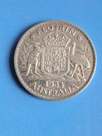 1954 Australië 1 florin in zilver Elizabeth II, Zilver, Losse munt, Verzenden