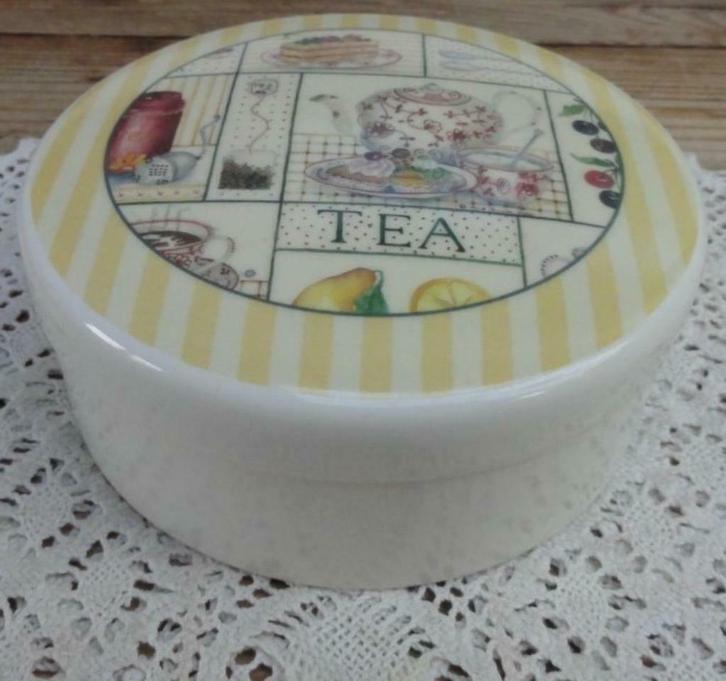 Italiaans deksel doosje + 6 sfeervolle melamine onderzetters, Antiek en Kunst, Curiosa en Brocante, Ophalen of Verzenden